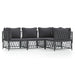 4 Piece Garden Lounge Set with Cushions Anthracite Steel