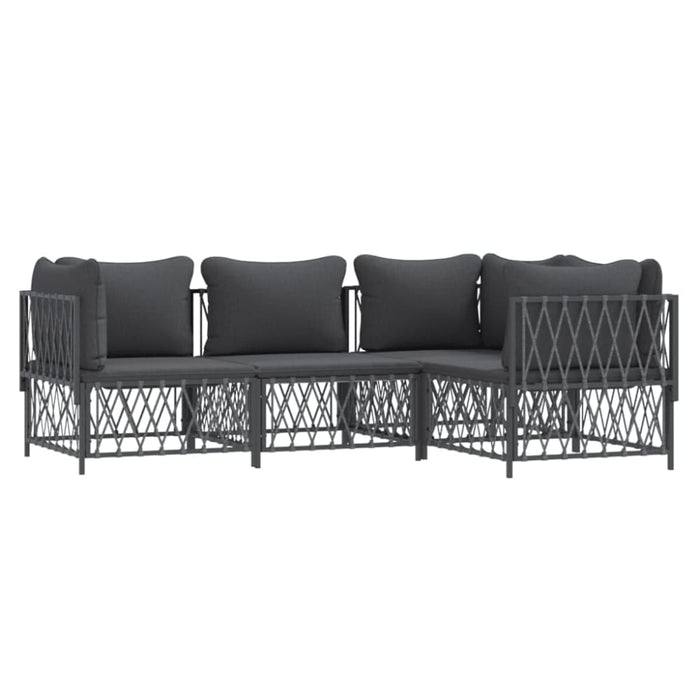 4 Piece Garden Lounge Set with Cushions Anthracite Steel