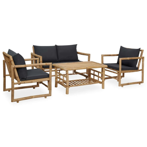 4 Piece Garden Lounge Set with Cushions Bamboo Toplbo