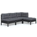 4 Piece Garden Lounge Set with Cushions Black Pinewood