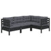 4 Piece Garden Lounge Set with Cushions Black Pinewood