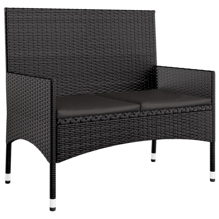 4 Piece Garden Lounge Set with Cushions Black Poly Rattan