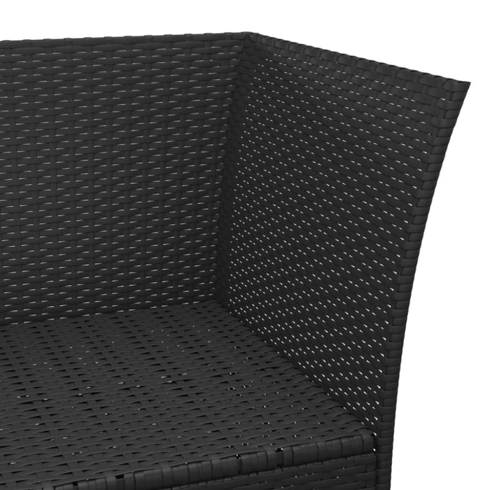 4 Piece Garden Lounge Set with Cushions Black Poly Rattan