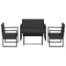4 Piece Garden Lounge Set with Cushions Black Poly Rattan