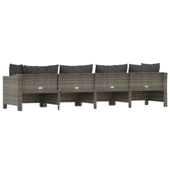 4 Piece Garden Lounge Set with Cushions Grey Poly Rattan