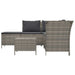 4 Piece Garden Lounge Set with Cushions Grey Poly Rattan