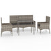4 Piece Garden Lounge Set with Cushions Grey Poly Rattan