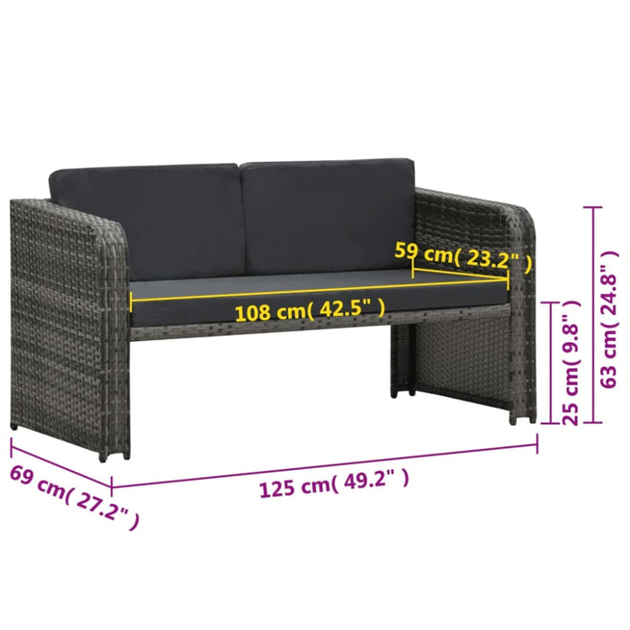 4 Piece Garden Lounge Set with Cushions Poly Rattan