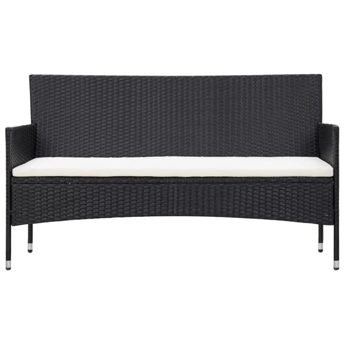 4 Piece Garden Lounge Set with Cushions Poly Rattan Black