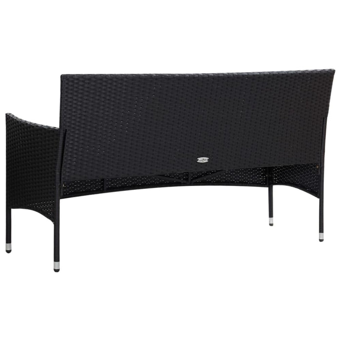 4 Piece Garden Lounge Set with Cushions Poly Rattan Black