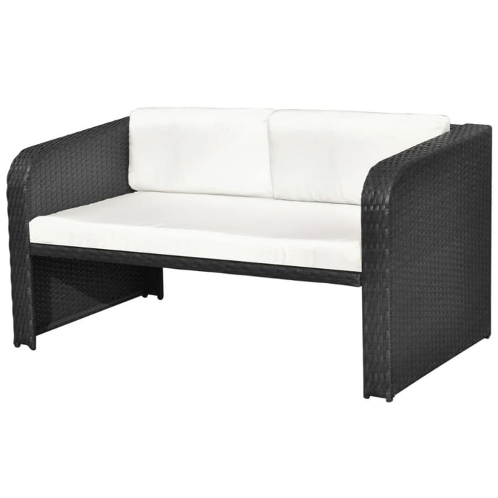 4 Piece Garden Lounge Set with Cushions Poly Rattan Black