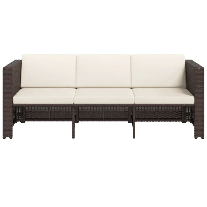 4 Piece Garden Lounge Set with Cushions Poly Rattan Brown