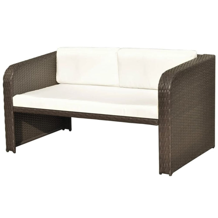 4 Piece Garden Lounge Set with Cushions Poly Rattan Brown
