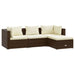 4 Piece Garden Lounge Set with Cushions Poly Rattan Brown