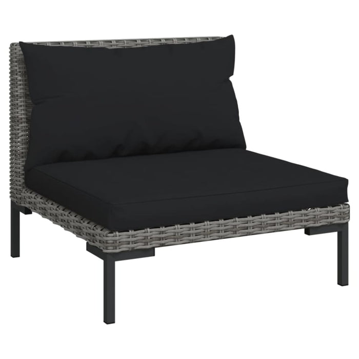 4 Piece Garden Lounge Set with Cushions Poly Rattan Dark