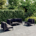 4 Piece Garden Lounge Set with Cushions Poly Rattan Dark