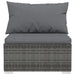 4 Piece Garden Lounge Set with Cushions Poly Rattan Grey