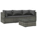 4 Piece Garden Lounge Set with Cushions Poly Rattan Grey