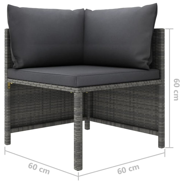 4 Piece Garden Lounge Set with Cushions Poly Rattan Grey