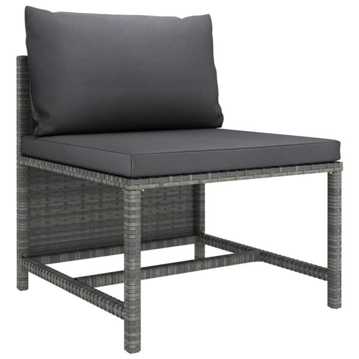 4 Piece Garden Lounge Set with Cushions Poly Rattan Grey