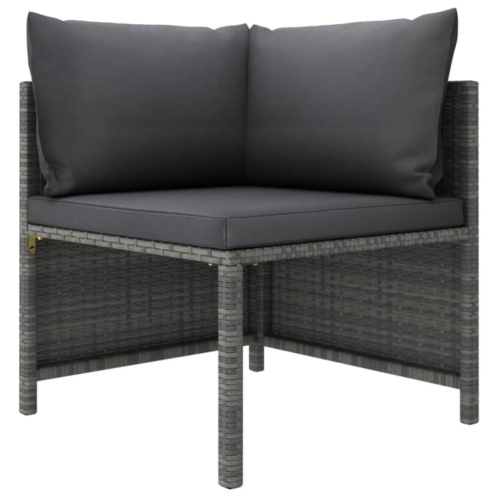 4 Piece Garden Lounge Set with Cushions Poly Rattan Grey