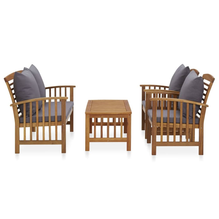 4 Piece Garden Lounge Set with Cushions Solid Acacia Wood