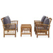 4 Piece Garden Lounge Set with Cushions Solid Acacia Wood