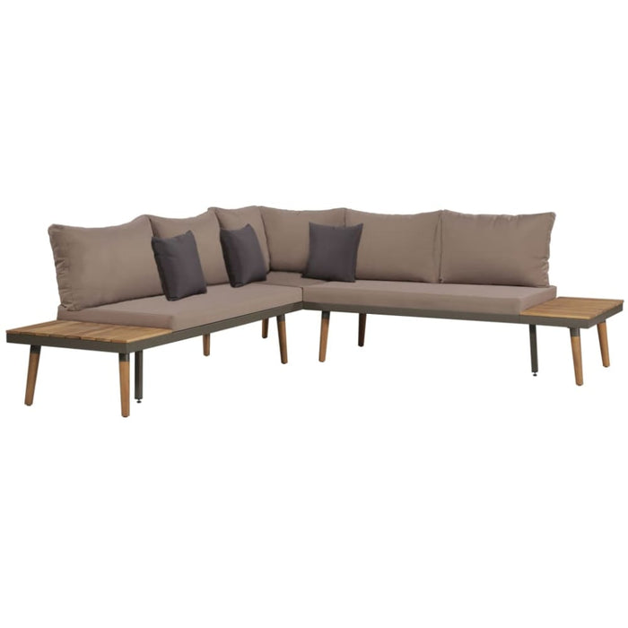 4 Piece Garden Lounge Set with Cushions Solid Acacia Wood
