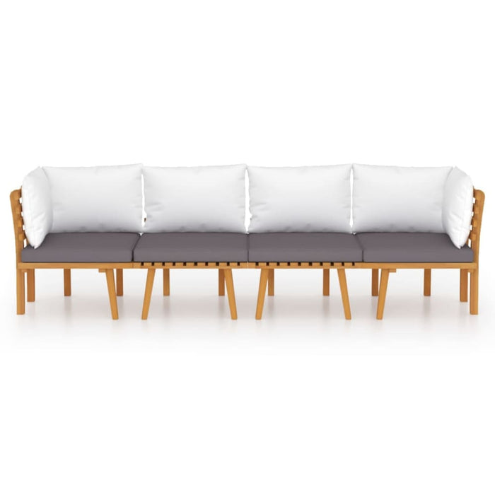 4 Piece Garden Lounge Set with Cushions Solid Acacia Wood