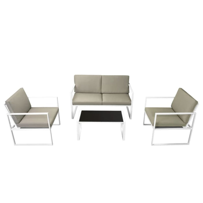 4 Piece Garden Lounge Set with Cushions Steel White Axnlt