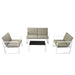 4 Piece Garden Lounge Set with Cushions Steel White Axnlt