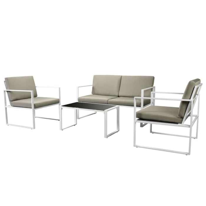 4 Piece Garden Lounge Set with Cushions Steel White Axnlt