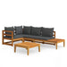 4 Piece Garden Lounge Set with Dark Grey Cushions Acacia