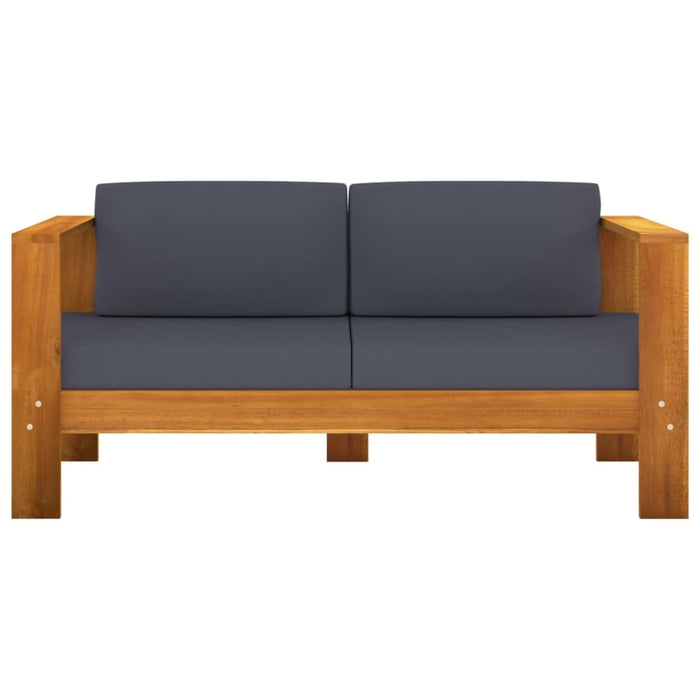 4 Piece Garden Lounge Set with Dark Grey Cushions Acacia