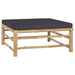 4 Piece Garden Lounge Set with Dark Grey Cushions Bamboo