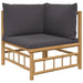 4 Piece Garden Lounge Set with Dark Grey Cushions Bamboo