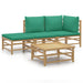 4 Piece Garden Lounge Set with Green Cushions Bamboo Toppoaa