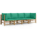4 Piece Garden Lounge Set with Green Cushions Bamboo Toppopx