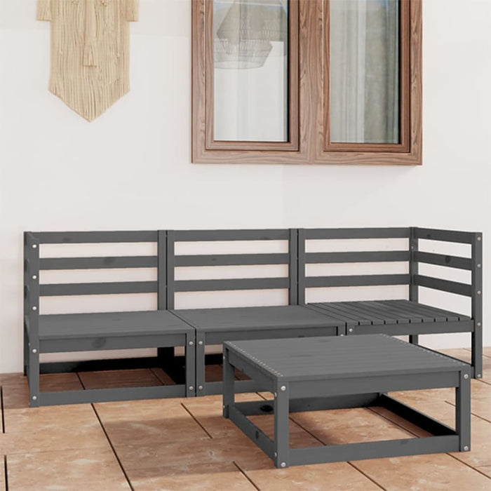 4 Piece Garden Lounge Set Grey Solid Pinewood Tbiptxl