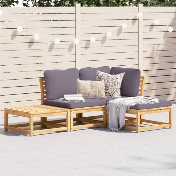 4 Piece Garden Lounge Set With Cushions Solid Wood Acacia
