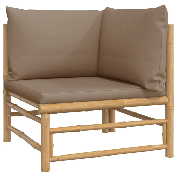 4 Piece Garden Lounge Set with Taupe Cushions Bamboo Toppoox