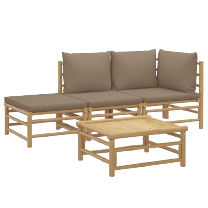 4 Piece Garden Lounge Set with Taupe Cushions Bamboo Toppoox