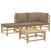4 Piece Garden Lounge Set with Taupe Cushions Bamboo Toppoox