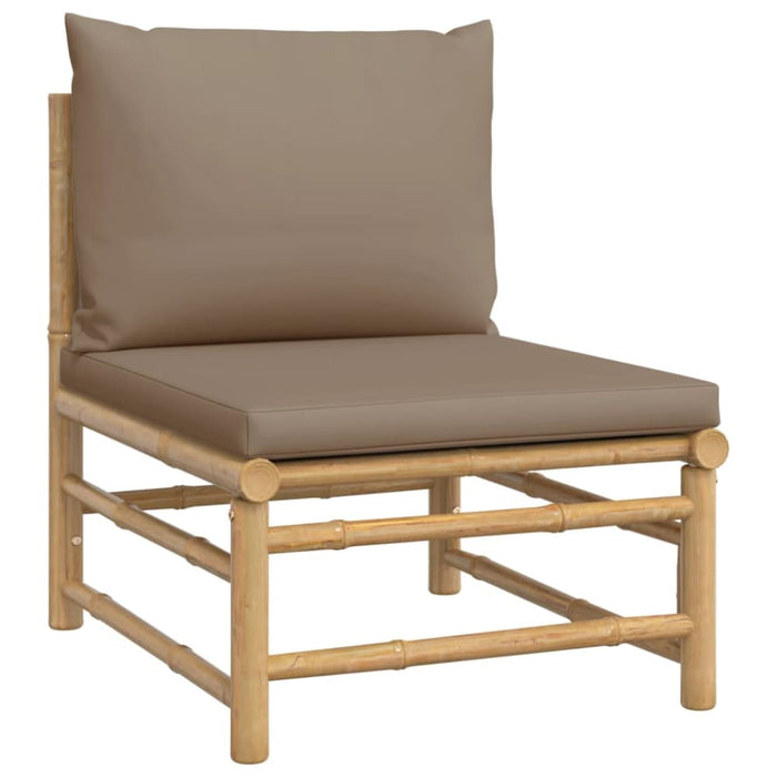 4 Piece Garden Lounge Set with Taupe Cushions Bamboo Toppoox