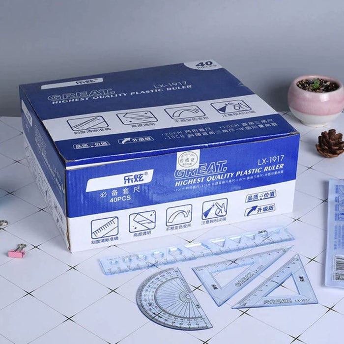 4 Piece Geometry Ruler Set
