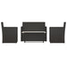 4 Piece Outdoor Lounge Set with Cushions Poly Rattan Black