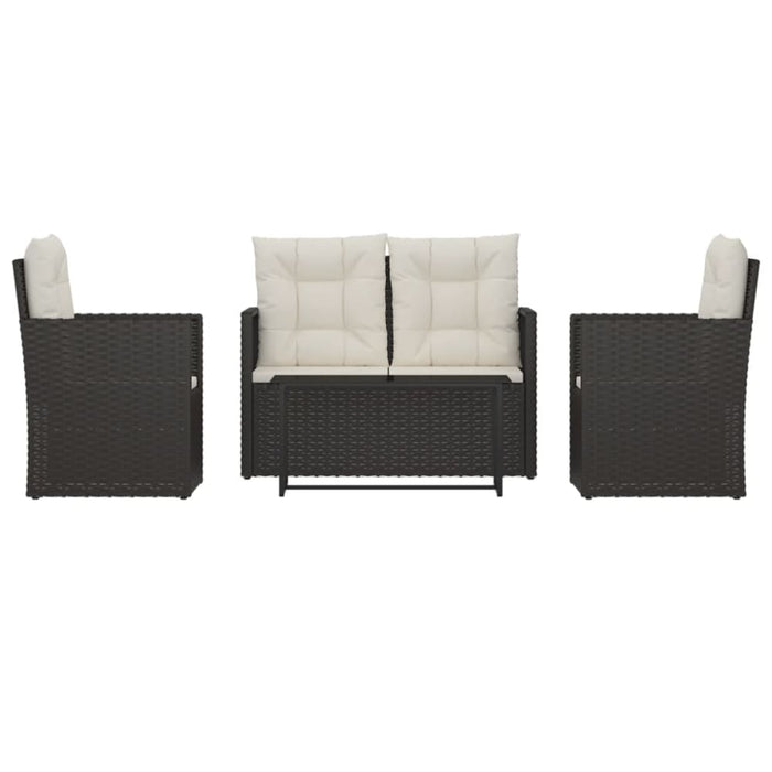 4 Piece Outdoor Lounge Set with Cushions Poly Rattan Black