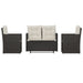 4 Piece Outdoor Lounge Set with Cushions Poly Rattan Black