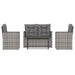 4 Piece Outdoor Lounge Set with Cushions Poly Rattan Grey