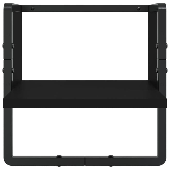 4 Piece Wall Shelf Set with Bars Black Engineered Wood